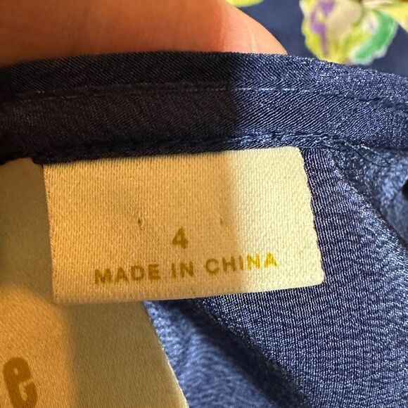 MAEVE ANTHROPOLOGIE Women's Gardenia Floral Silk Blouse Blue Size 4 - Picture 10 of 11